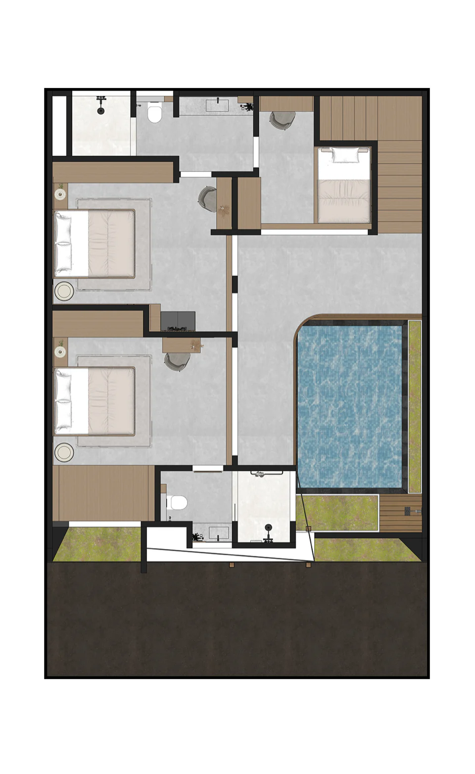 Floor plan of SANUREI Villa 1, 2, 3 and 4, second floor.